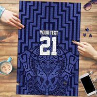 Custom Basketball New Zealand Puzzle Blue Maori Ta Moko Indigenous LT9 Blue - Polynesian Pride