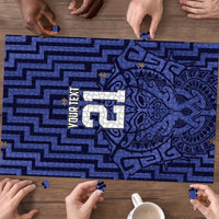 Custom Basketball New Zealand Puzzle Blue Maori Ta Moko Indigenous LT9 - Polynesian Pride