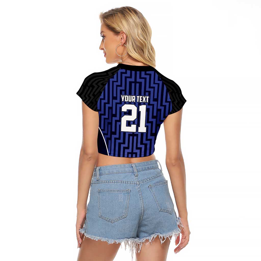 Custom Basketball New Zealand Raglan Cropped T Shirt Blue Maori Ta Moko Indigenous - Polynesian Pride