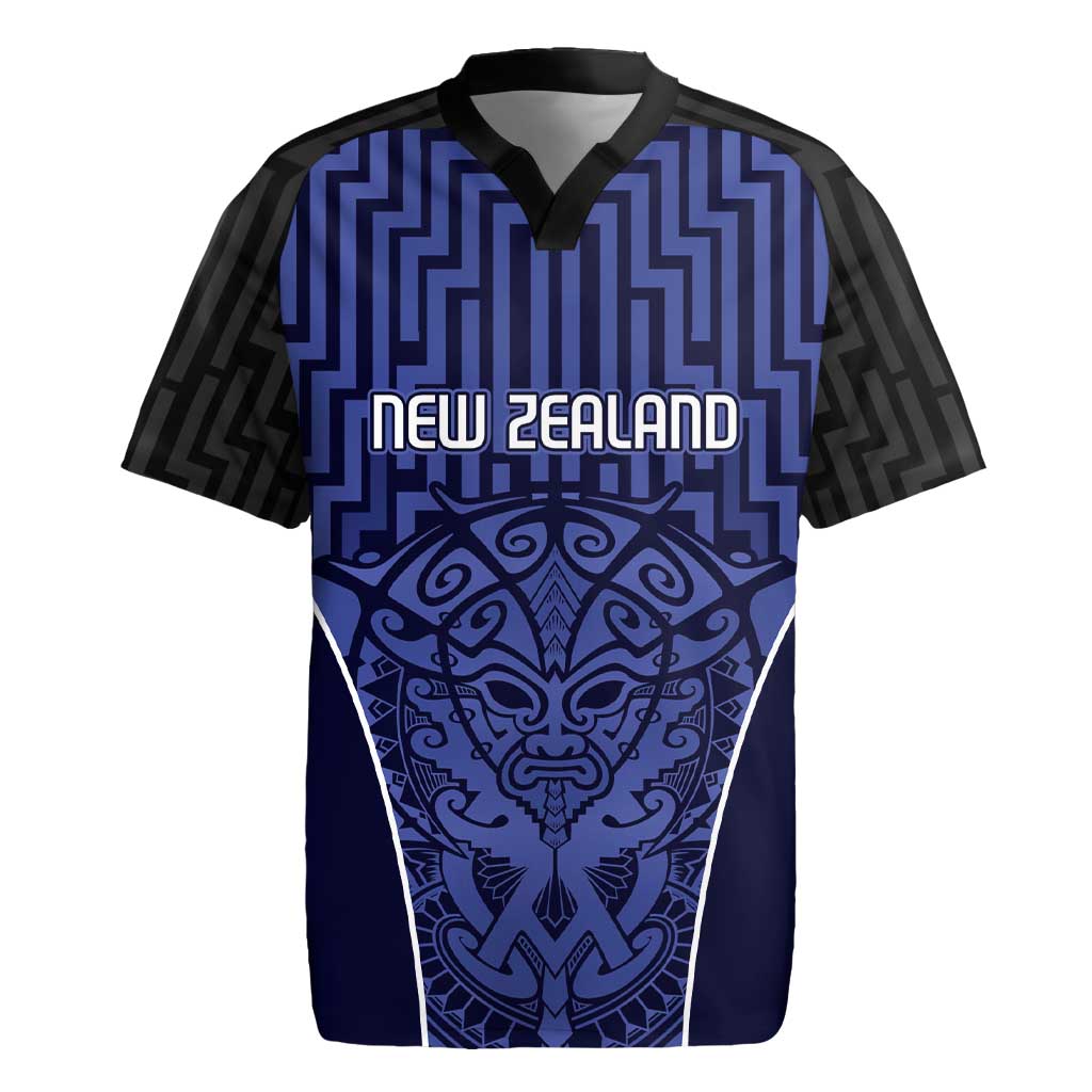 Custom Basketball New Zealand Rugby Jersey Blue Maori Ta Moko Indigenous - Polynesian Pride