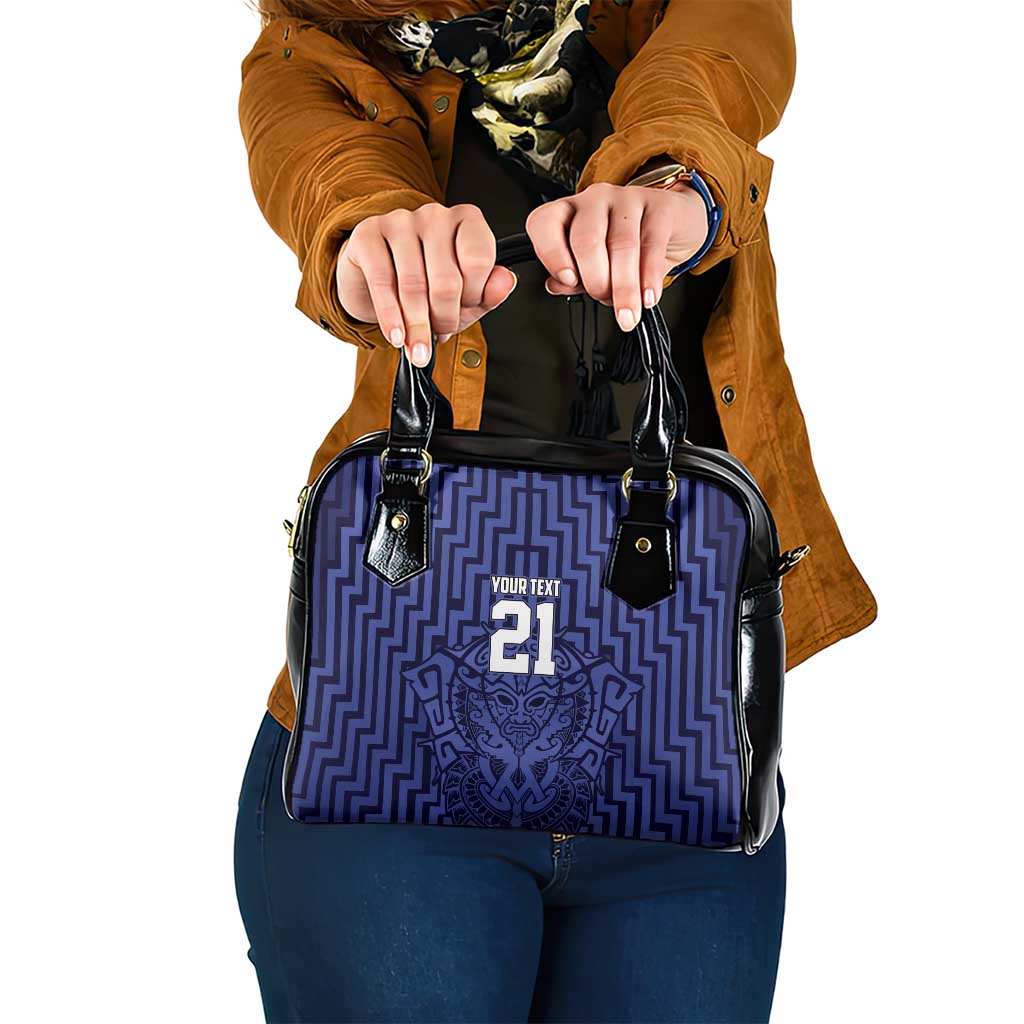 Custom Basketball New Zealand Shoulder Handbag Blue Maori Ta Moko Indigenous - Polynesian Pride