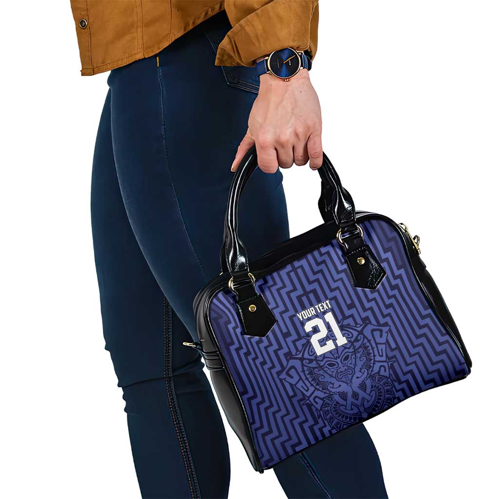 Custom Basketball New Zealand Shoulder Handbag Blue Maori Ta Moko Indigenous - Polynesian Pride
