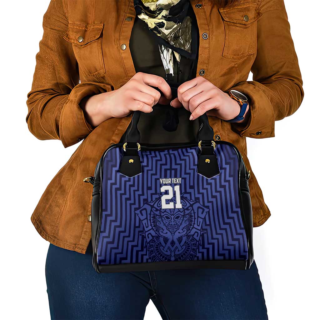 Custom Basketball New Zealand Shoulder Handbag Blue Maori Ta Moko Indigenous - Polynesian Pride