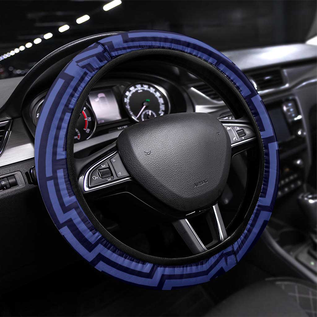 Basketball New Zealand Steering Wheel Cover Blue Maori Ta Moko Indigenous LT9 Universal Fit Blue - Polynesian Pride