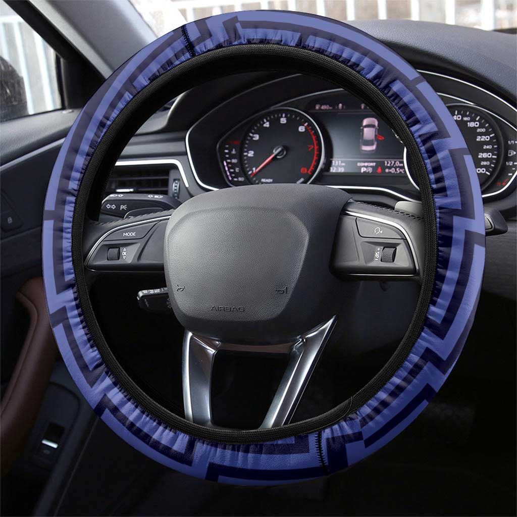 Basketball New Zealand Steering Wheel Cover Blue Maori Ta Moko Indigenous - Polynesian Pride