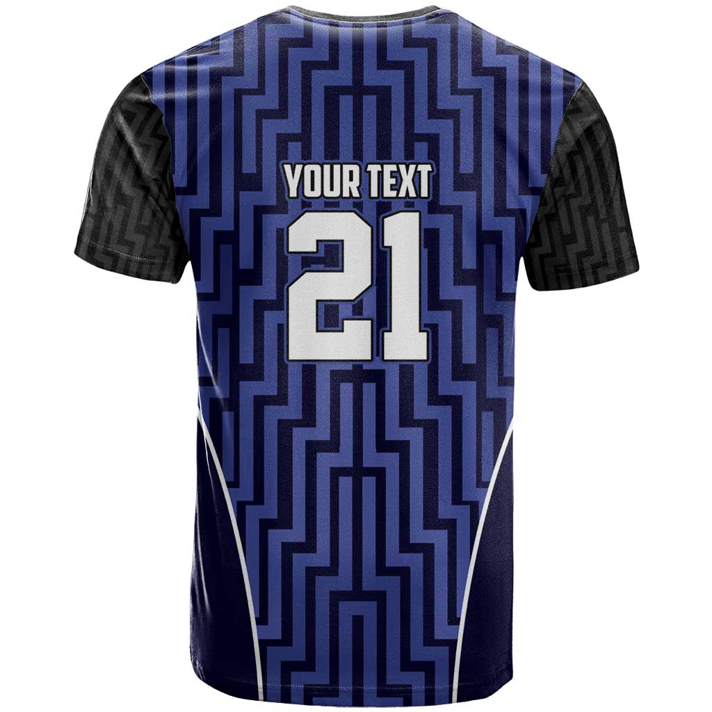 Custom Basketball New Zealand T Shirt Blue Maori Ta Moko Indigenous - Polynesian Pride