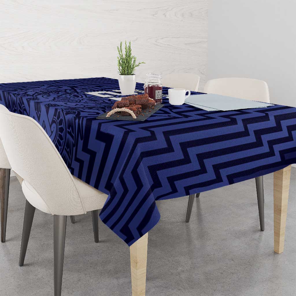 Custom Basketball New Zealand Tablecloth Blue Maori Ta Moko Indigenous - Polynesian Pride