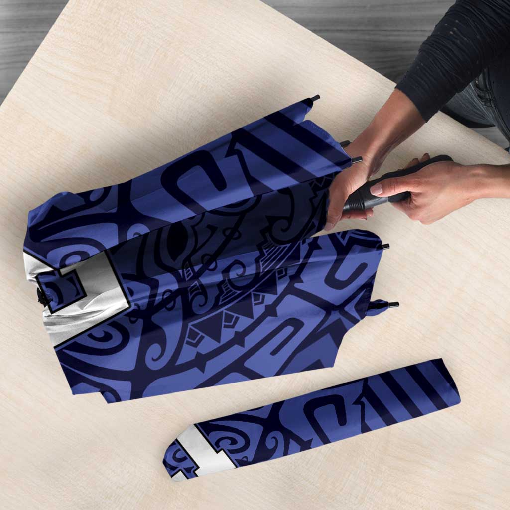 Custom Basketball New Zealand Umbrella Blue Maori Ta Moko Indigenous - Polynesian Pride
