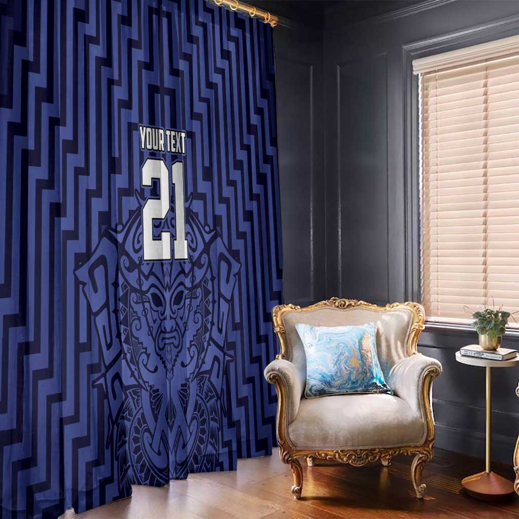 Custom Basketball New Zealand Window Curtain Blue Maori Ta Moko Indigenous - Polynesian Pride