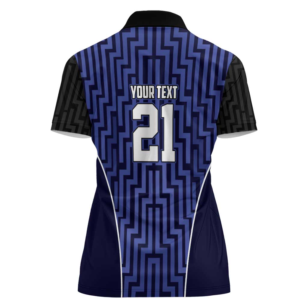 Custom Basketball New Zealand Women Polo Shirt Blue Maori Ta Moko Indigenous LT9 - Polynesian Pride