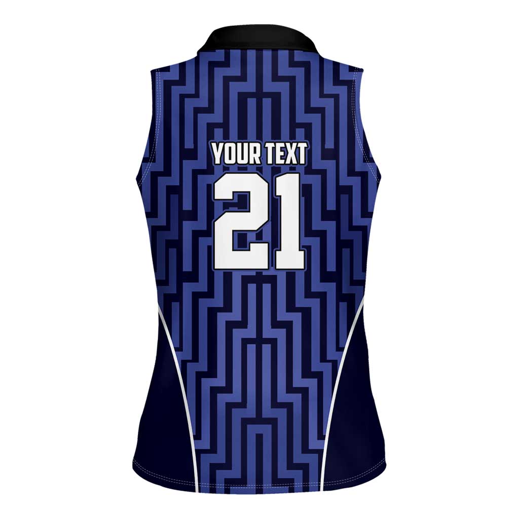 Custom Basketball New Zealand Women Sleeveless Polo Shirt Blue Maori Ta Moko Indigenous LT9 - Polynesian Pride