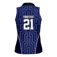 Custom Basketball New Zealand Women Sleeveless Polo Shirt Blue Maori Ta Moko Indigenous LT9 - Polynesian Pride