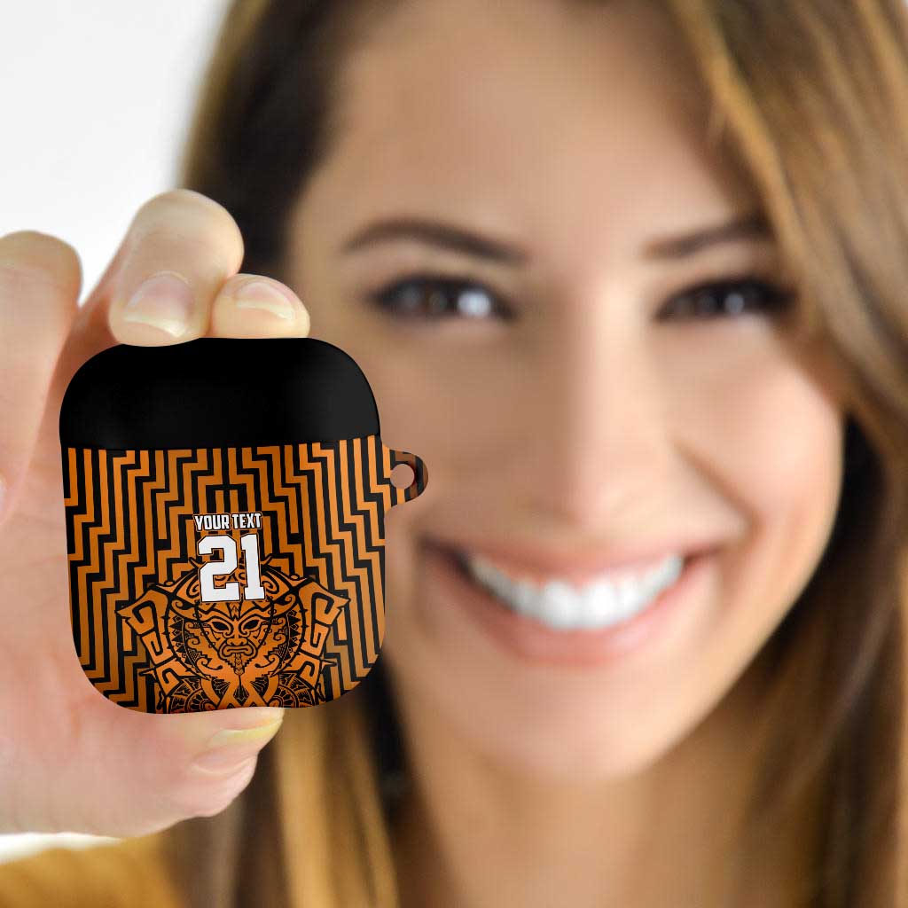 Custom Basketball New Zealand AirPods Case Gold Maori Ta Moko Indigenous - Polynesian Pride