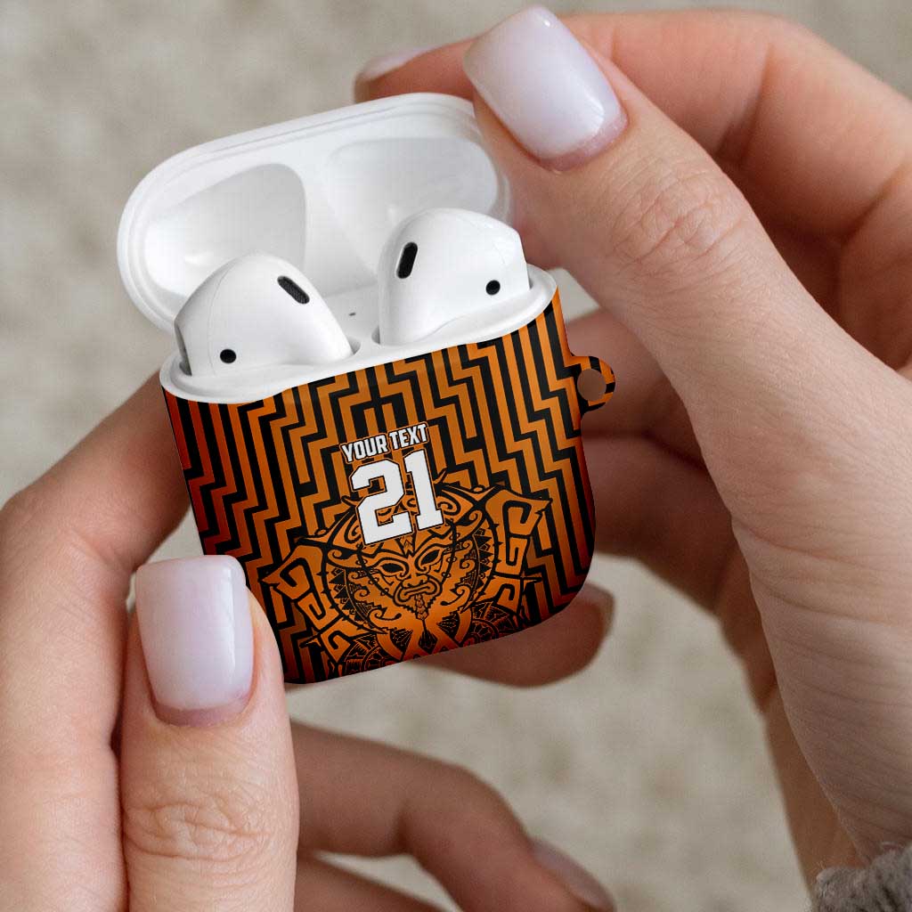 Custom Basketball New Zealand AirPods Case Gold Maori Ta Moko Indigenous - Polynesian Pride