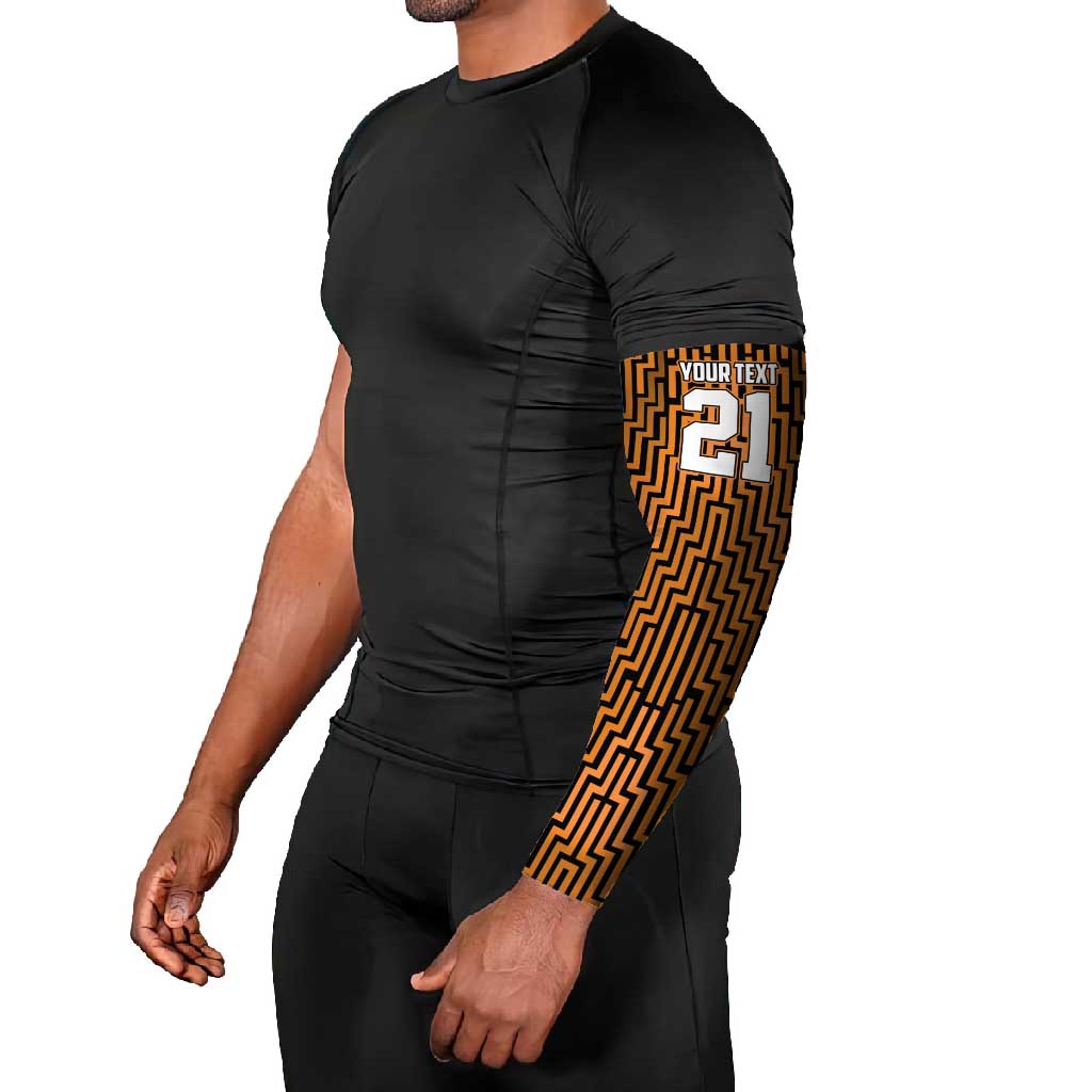 Custom Basketball New Zealand Arm Sleeves Gold Maori Ta Moko Indigenous - Polynesian Pride