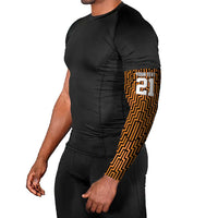 Custom Basketball New Zealand Arm Sleeves Gold Maori Ta Moko Indigenous - Polynesian Pride