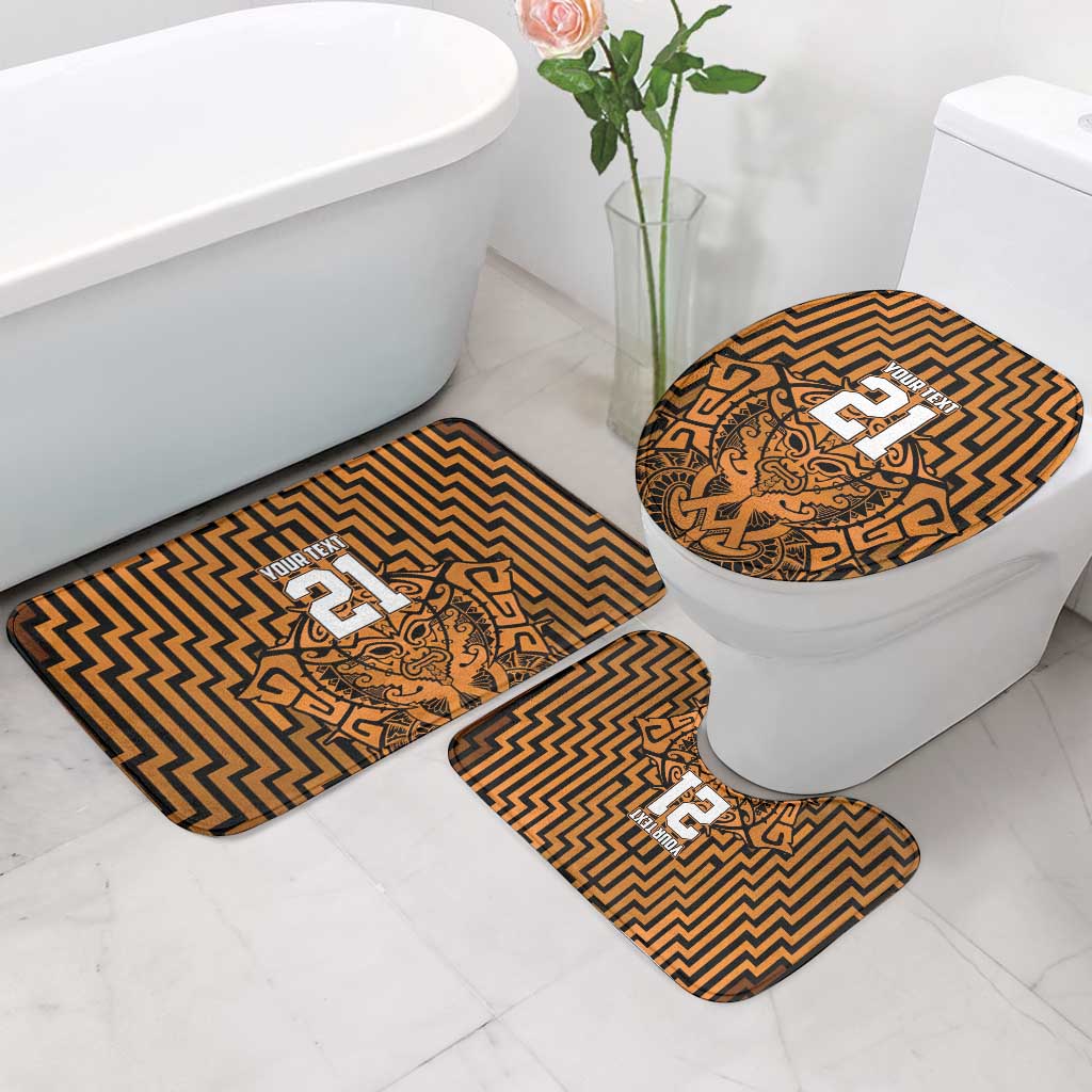 Custom Basketball New Zealand Bathroom Set Gold Maori Ta Moko Indigenous - Polynesian Pride