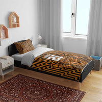 Custom Basketball New Zealand Bedding Set Gold Maori Ta Moko Indigenous - Polynesian Pride