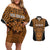Custom Basketball New Zealand Couples Matching Off Shoulder Short Dress and Hawaiian Shirt Gold Maori Ta Moko Indigenous - Polynesian Pride