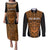 Custom Basketball New Zealand Couples Matching Puletasi and Long Sleeve Button Shirt Gold Maori Ta Moko Indigenous - Polynesian Pride