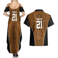 Custom Basketball New Zealand Couples Matching Summer Maxi Dress and Hawaiian Shirt Gold Maori Ta Moko Indigenous LT9 - Polynesian Pride