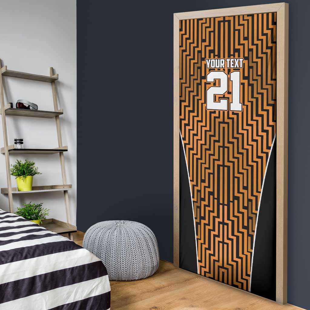 Custom Basketball New Zealand Door Cover Gold Maori Ta Moko Indigenous - Polynesian Pride