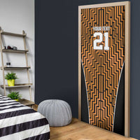 Custom Basketball New Zealand Door Cover Gold Maori Ta Moko Indigenous - Polynesian Pride