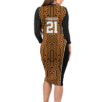 Custom Basketball New Zealand Family Matching Long Sleeve Bodycon Dress and Hawaiian Shirt Gold Maori Ta Moko Indigenous LT9 - Polynesian Pride