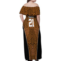 Custom Basketball New Zealand Family Matching Off Shoulder Maxi Dress and Hawaiian Shirt Gold Maori Ta Moko Indigenous LT9 - Polynesian Pride