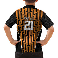 Custom Basketball New Zealand Family Matching Short Sleeve Bodycon Dress and Hawaiian Shirt Gold Maori Ta Moko Indigenous LT9 - Polynesian Pride