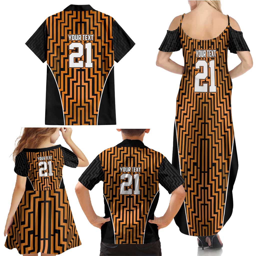 Custom Basketball New Zealand Family Matching Summer Maxi Dress and Hawaiian Shirt Gold Maori Ta Moko Indigenous LT9 - Polynesian Pride