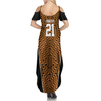 Custom Basketball New Zealand Family Matching Summer Maxi Dress and Hawaiian Shirt Gold Maori Ta Moko Indigenous LT9 - Polynesian Pride
