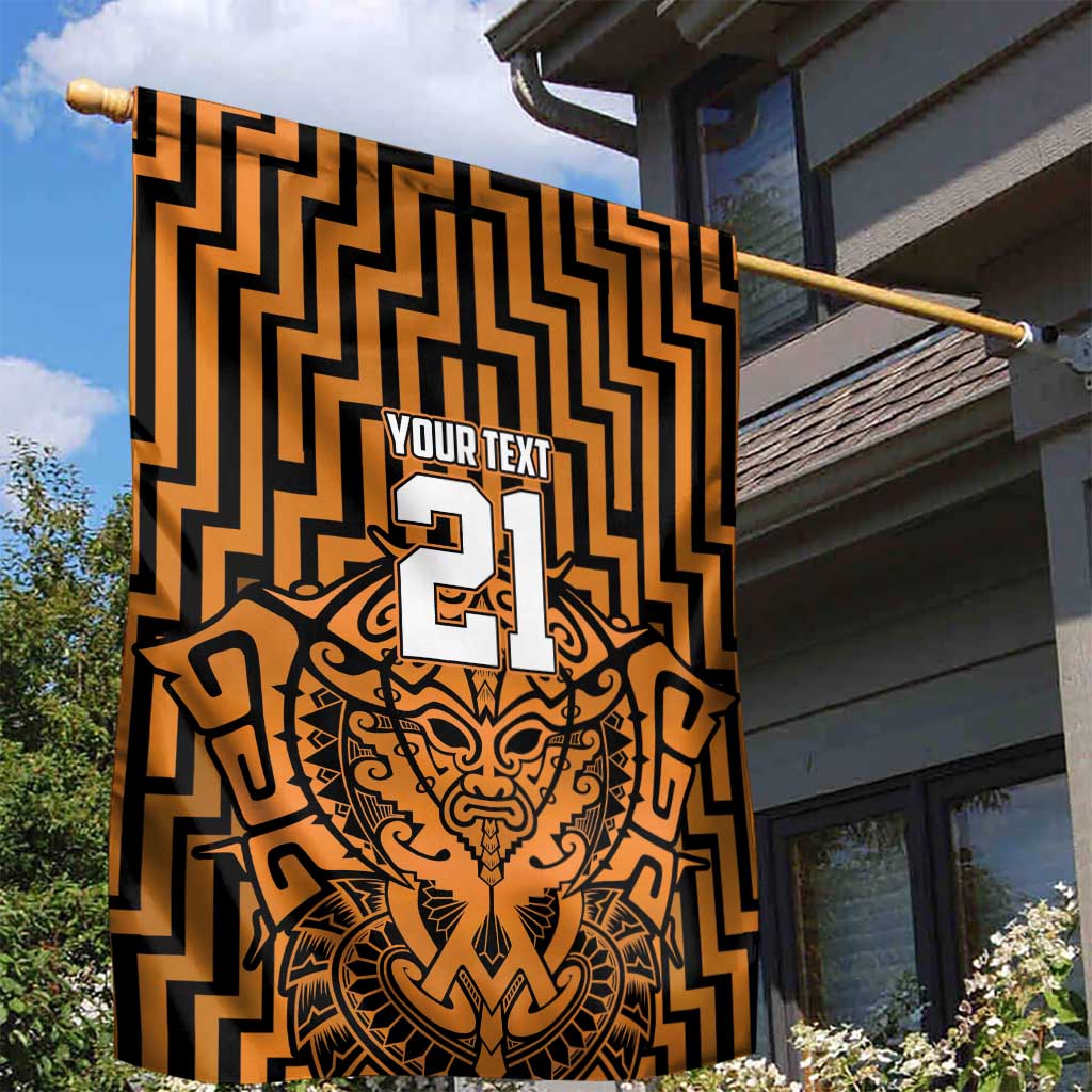 Custom Basketball New Zealand Garden Flag Gold Maori Ta Moko Indigenous - Polynesian Pride