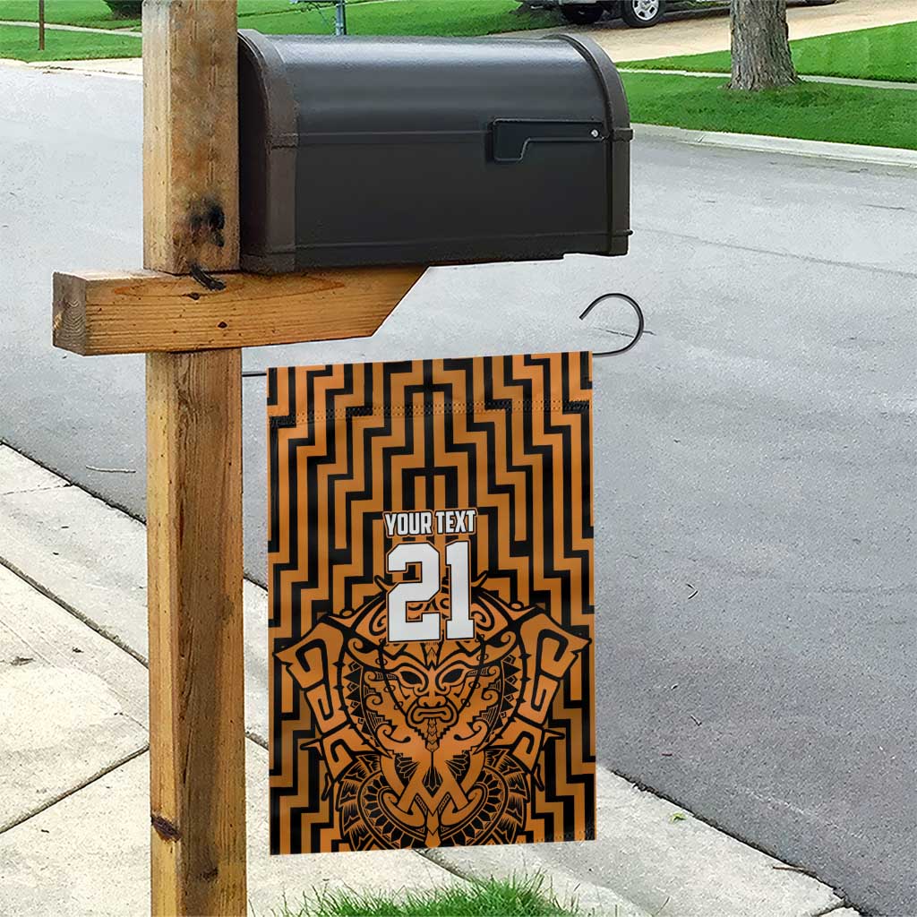 Custom Basketball New Zealand Garden Flag Gold Maori Ta Moko Indigenous - Polynesian Pride