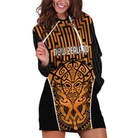 Custom Basketball New Zealand Hoodie Dress Gold Maori Ta Moko Indigenous LT9 Gold - Polynesian Pride
