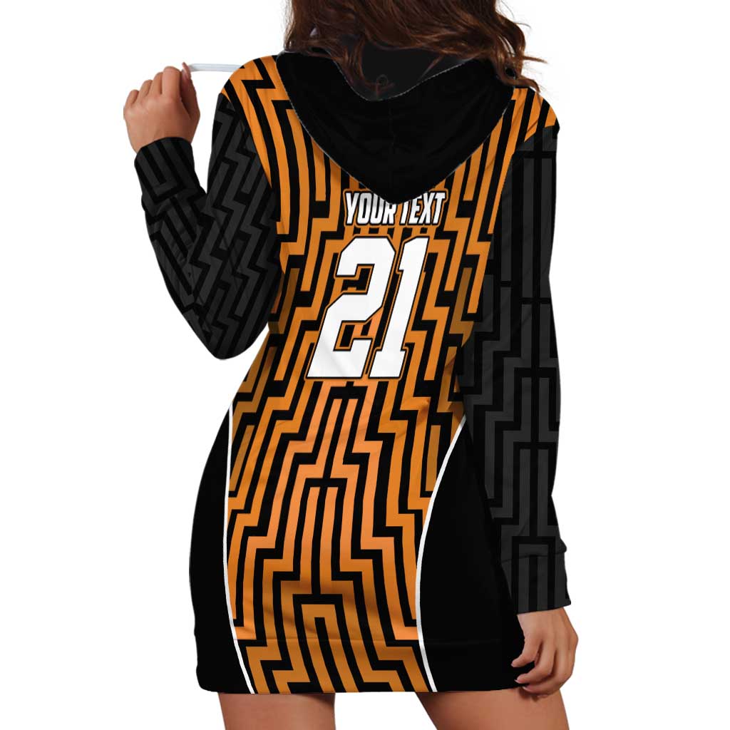 Custom Basketball New Zealand Hoodie Dress Gold Maori Ta Moko Indigenous LT9 - Polynesian Pride