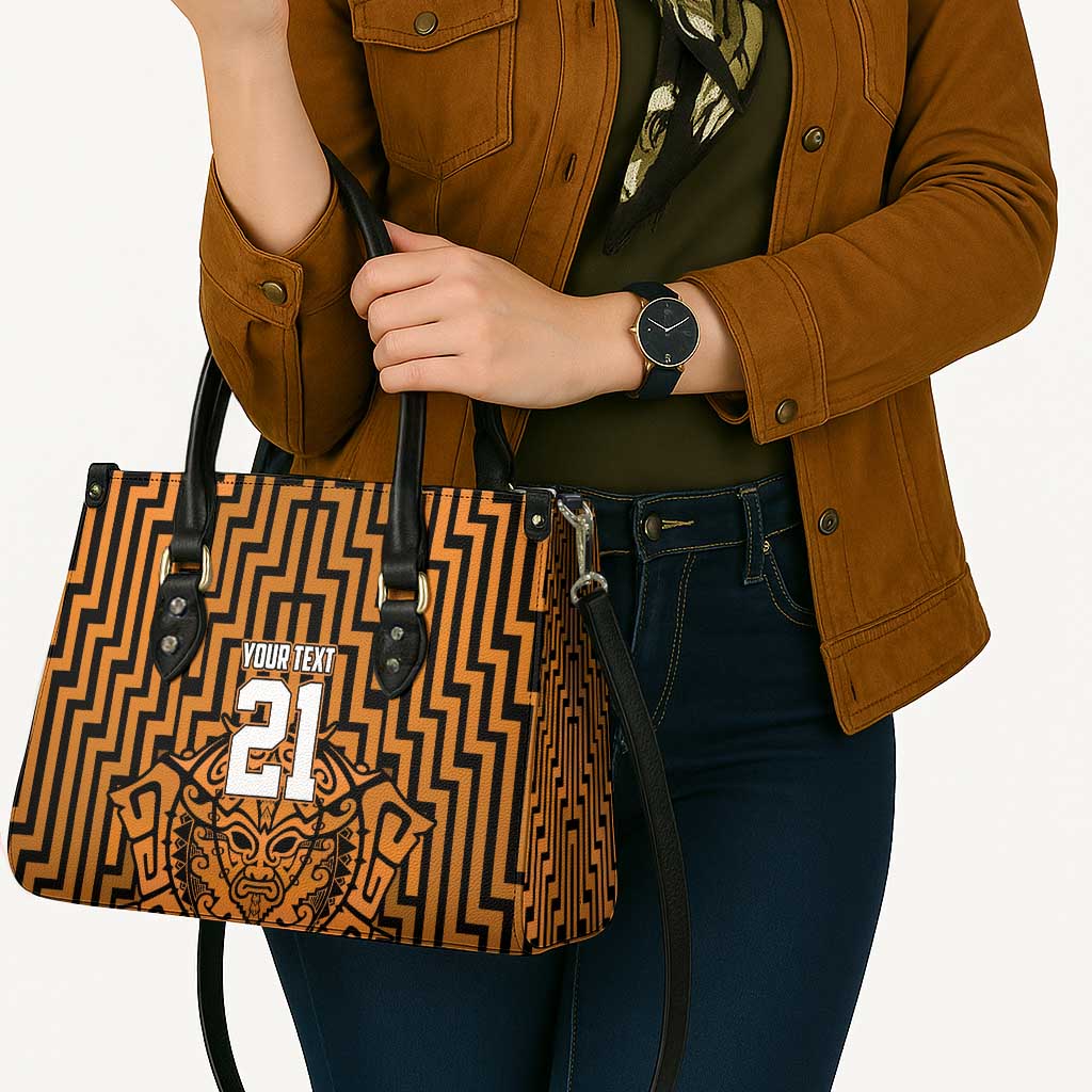 Custom Basketball New Zealand Leather Bag Gold Maori Ta Moko Indigenous - Polynesian Pride