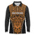 Custom Basketball New Zealand Long Sleeve Polo Shirt Gold Maori Ta Moko Indigenous - Polynesian Pride