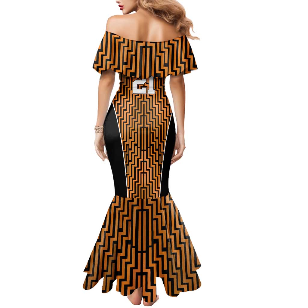 Custom Basketball New Zealand Mermaid Dress Gold Maori Ta Moko Indigenous - Polynesian Pride