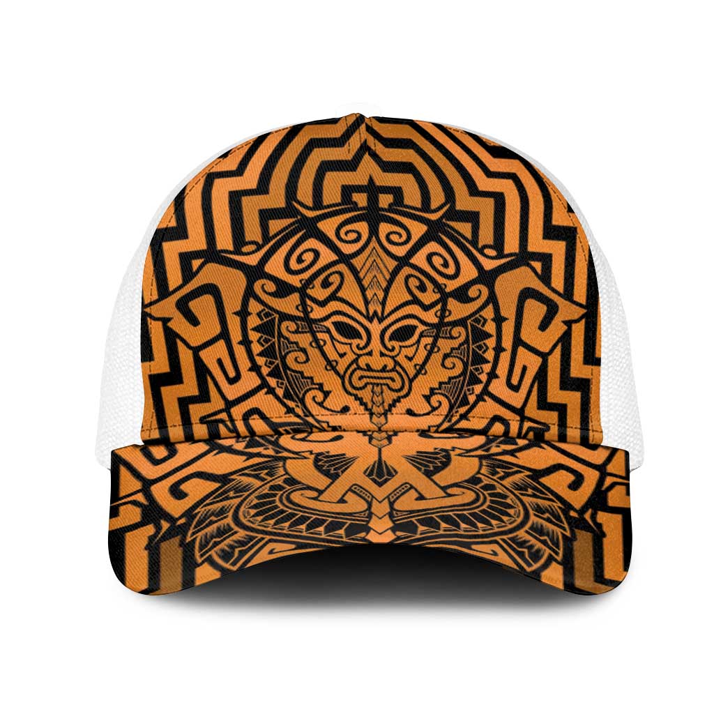 Basketball New Zealand Mesh Trucker Cap Gold Maori Ta Moko Indigenous - Polynesian Pride