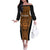 Custom Basketball New Zealand Off The Shoulder Long Sleeve Dress Gold Maori Ta Moko Indigenous - Polynesian Pride