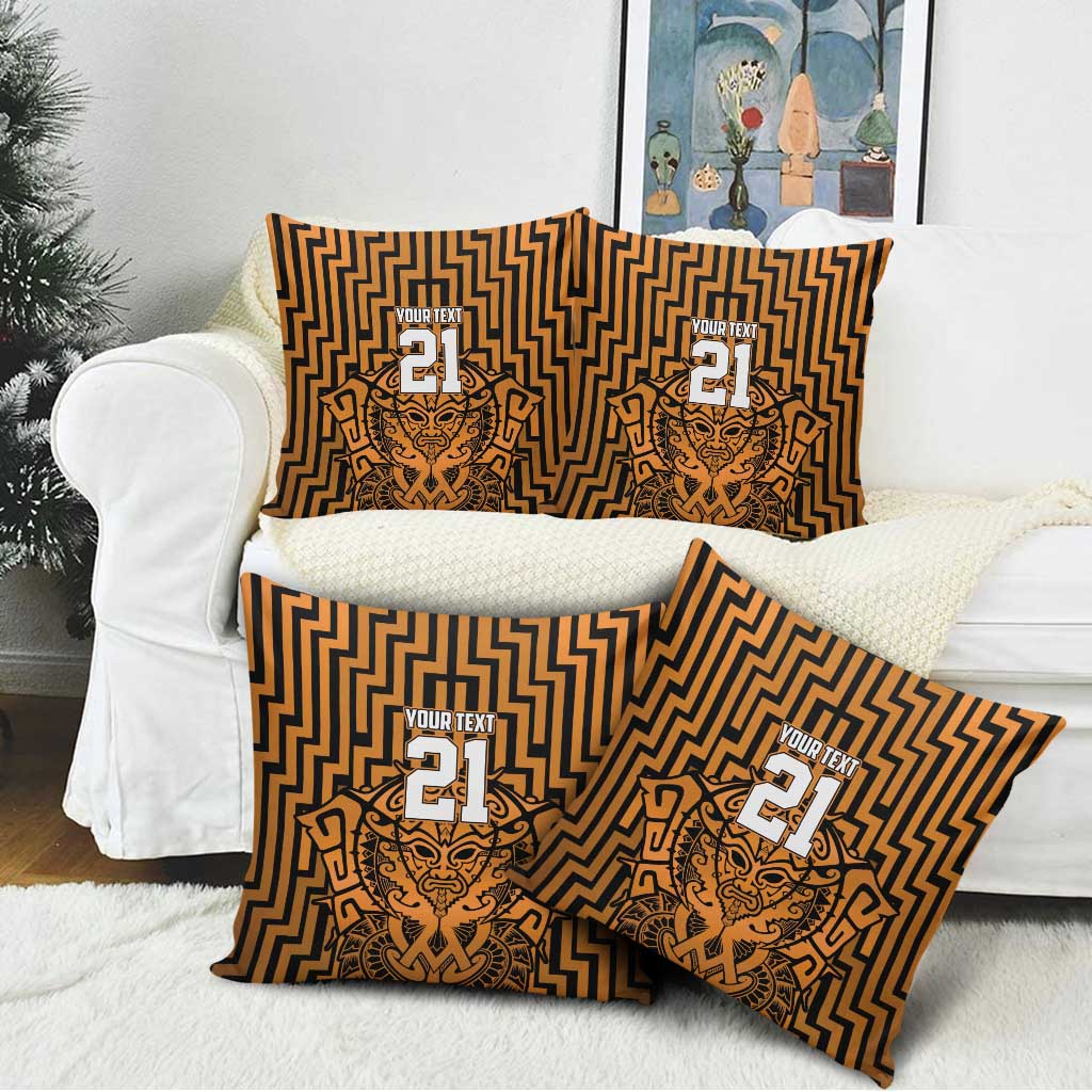 Custom Basketball New Zealand Pillow Cover Gold Maori Ta Moko Indigenous - Polynesian Pride