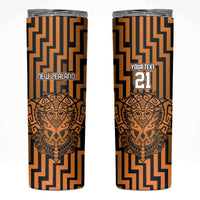 Custom Basketball New Zealand Skinny Tumbler Gold Maori Ta Moko Indigenous LT9 Gold - Polynesian Pride
