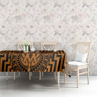 Custom Basketball New Zealand Tablecloth Gold Maori Ta Moko Indigenous - Polynesian Pride