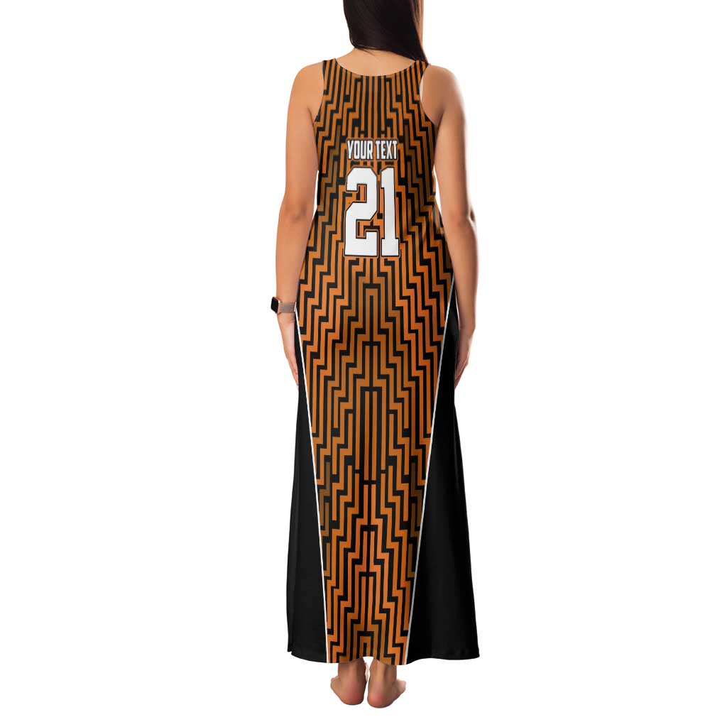 Custom Basketball New Zealand Tank Maxi Dress Gold Maori Ta Moko Indigenous - Polynesian Pride