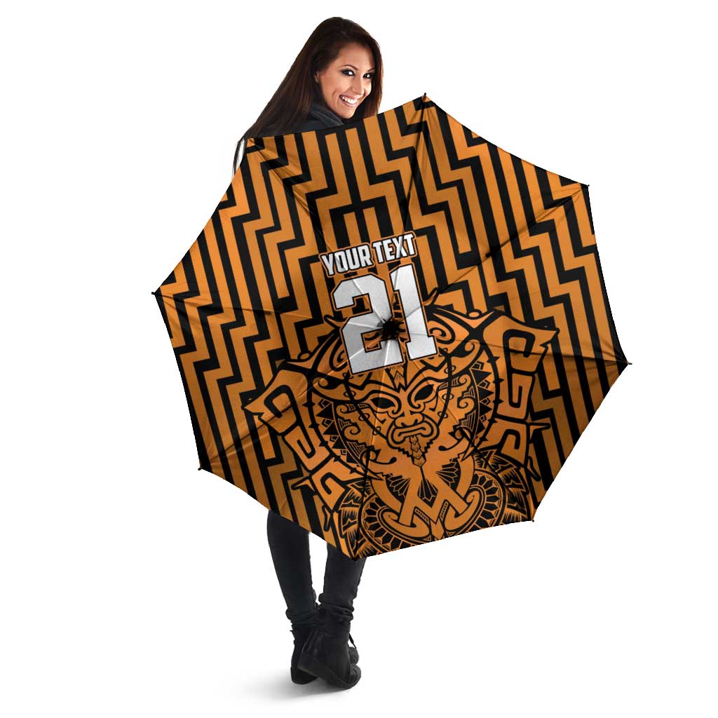 Custom Basketball New Zealand Umbrella Gold Maori Ta Moko Indigenous - Polynesian Pride