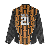 Custom Basketball New Zealand Women Casual Shirt Gold Maori Ta Moko Indigenous LT9 - Polynesian Pride