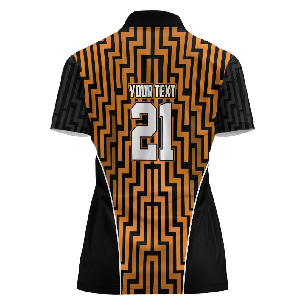 Custom Basketball New Zealand Women Polo Shirt Gold Maori Ta Moko Indigenous LT9 - Polynesian Pride