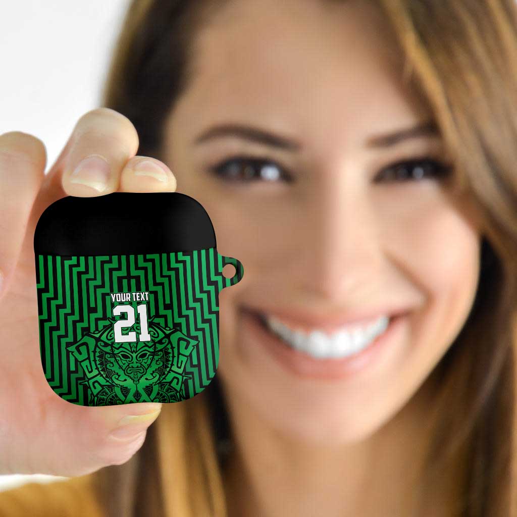 Custom Basketball New Zealand AirPods Case Green Maori Ta Moko Indigenous - Polynesian Pride