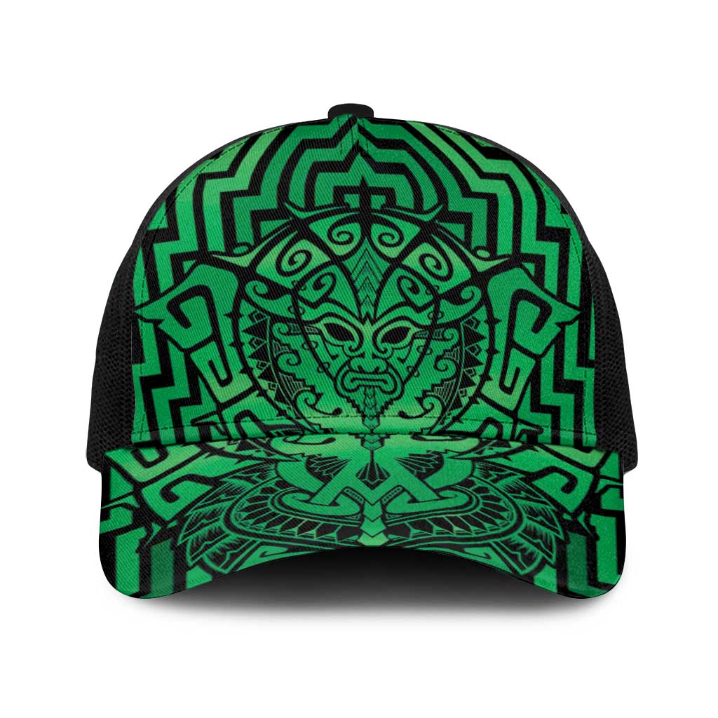 Basketball New Zealand Baseball Net Cap Green Maori Ta Moko Indigenous - Polynesian Pride